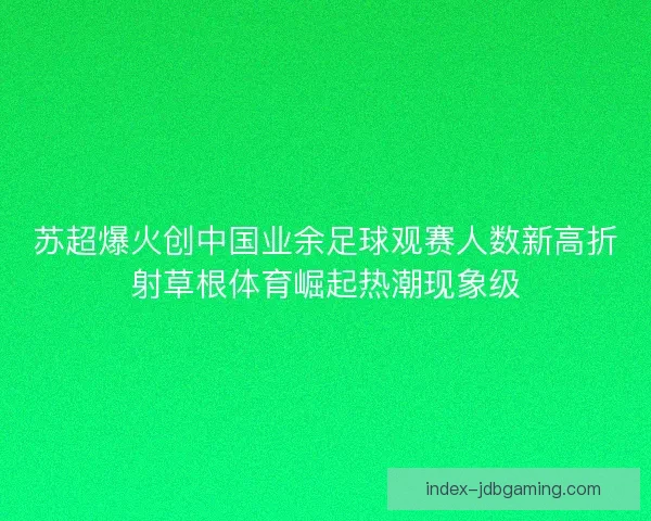 苏超爆火创中国业余足球观赛人数新高折射草根体育崛起热潮现象级